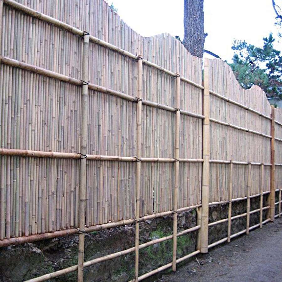 Original gaki, barrière traditionnelle bambou jardin japonais, zen, clôture, palissade, séparation